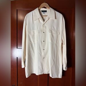 Spenser Jeremy Vintage Silk Cream Button Down Blouse Size Large